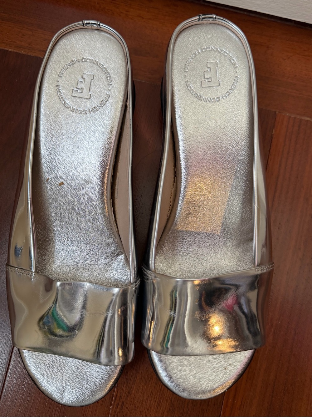 French Connection 39 Silver Metallic Slide Sandals - Women's